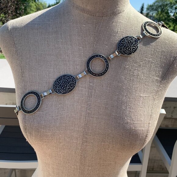 Vintage Silver Metal Chain Boho Chic Hip Belt - Picture 2 of 6